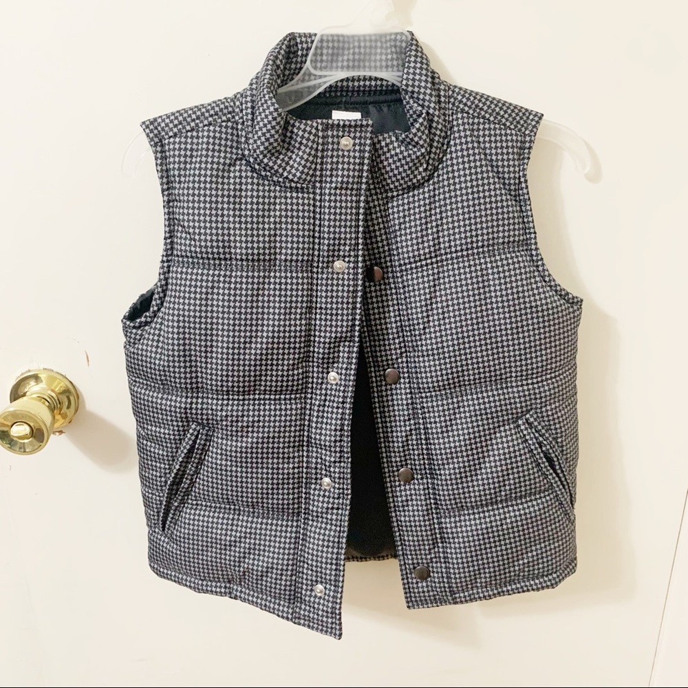 Gymboree black gray houndstooth puffer vest S 5/6